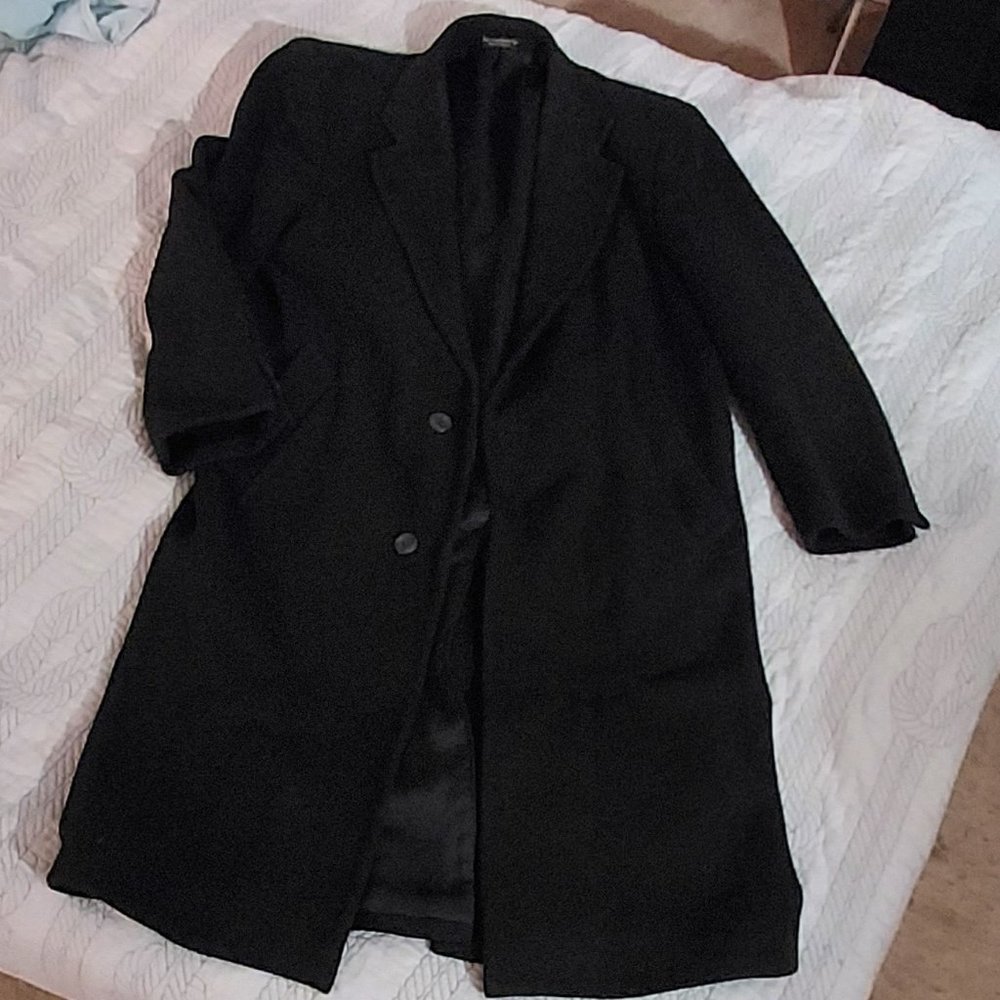 Shabby Chic Cashmere Blend Men's Black Overcoat